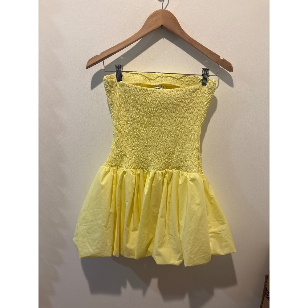 Hello Molly MOMENT TO CAPTURE STRAPLESS BUBBLE‎ MINI DRESS LEMON Size 4 - Picture 3 of 4
